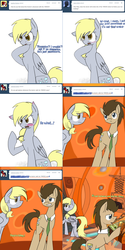 Size: 1536x3076 | Tagged: safe, artist:akira-reverie, derpy hooves, doctor whooves, time turner, earth pony, pegasus, pony, lovestruck derpy, g4, ask, blatant lies, doctor who, implied doctorderpy, implied shipping, implied straight, jealous, tardis, tardis console room, tardis control room, the doctor, tumblr