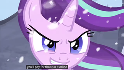 Size: 1920x1080 | Tagged: safe, edit, edited screencap, screencap, starlight glimmer, pony, g4, the ending of the end, caption, evil grin, female, grin, meme, put it on my tab, smiling, smirk, solo, youtube caption