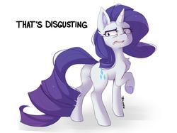 Size: 1706x1273 | Tagged: safe, artist:teranen, part of a set, rarity, pony, unicorn, g4, butt, chest fluff, disgusted, expression, female, funny, juxtaposition bait, looking at you, looking back, looking back at you, mare, plot, reaction image, rear view, simple background, sketch, solo, white background