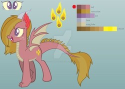 Size: 600x427 | Tagged: safe, oc, oc only, oc:burning granite, dracony, hybrid, crack ship offspring, dragon wings, interspecies offspring, offspring, parent:garble, parent:marble pie, parents:garmar, reference sheet, solo, wings