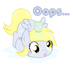 Size: 1000x943 | Tagged: safe, alternate version, artist:natsu714, derpy hooves, pegasus, pony, g4, :p, bubble, chibi, cute, derp, derpabetes, design, face down ass up, female, i just don't know what went wrong, oops, shirt design, simple background, solo, tongue out, transparent background