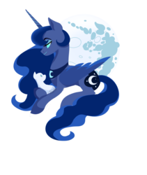 Size: 590x700 | Tagged: safe, artist:dragonfruitdarigan, part of a set, princess luna, oc, alicorn, pony, g4, cutie mark, dot eyes, duo, ethereal mane, female, foal, full moon, lidded eyes, lineless, looking at each other, mare, mare in the moon, missing accessory, moon, mother and child, offspring, parent:princess luna, peytral, prone, simple background, smiling, transparent background