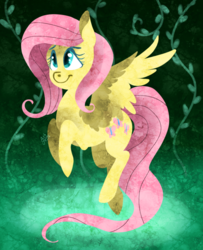 Size: 650x800 | Tagged: safe, artist:dragonfruitdarigan, part of a set, fluttershy, pegasus, pony, g4, cutie mark, female, flying, looking up, mare, redraw, smiling, solo, spread wings, three quarter view, vine, wings