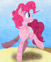 Size: 650x800 | Tagged: safe, artist:dragonfruitdarigan, part of a set, pinkie pie, earth pony, pony, g4, abstract background, cute, cutie mark, diapinkes, female, mare, profile, redraw, smiling, solo