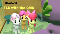 Size: 1920x1080 | Tagged: safe, artist:papadragon69, part of a set, apple bloom, scootaloo, spike, sweetie belle, dragon, comic:spike's cyosa, g4, 3d, chapter image, comic, cutie mark crusaders, cyoa, older, older spike, part of a series, source filmmaker, teenage spike, teenager, winged spike, wings