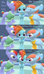 Size: 1280x2160 | Tagged: source needed, safe, bow hothoof, rainbow dash, windy whistles, pony, g4, 3d, i'm with stupid, kissing, rainbow dash's parents, source filmmaker, spongebob squarepants