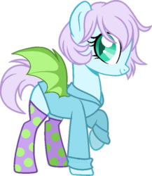 Size: 400x461 | Tagged: safe, artist:t-aroutachiikun, oc, oc only, bat pony, pony, adoptable, clothes, female, mare, shirt, simple background, socks, solo, transparent background