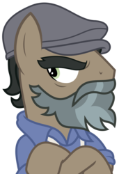 Size: 2579x3771 | Tagged: safe, artist:sketchmcreations, doctor caballeron, pony, daring doubt, g4, clothes, crossed arms, disgruntled, disguise, fake beard, groom q.q. martingale, hat, high res, male, shirt, simple background, solo, stallion, transparent background, vector