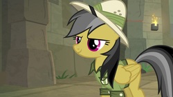 Size: 1920x1080 | Tagged: safe, screencap, daring do, pony, daring doubt, g4, clothes, cute, daring dorable, female, hat, mare, pith helmet, shirt, solo