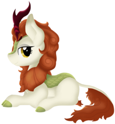 Size: 2508x2700 | Tagged: safe, artist:tonyseil, autumn blaze, kirin, g4, female, high res, looking at you, simple background, sitting, solo, transparent background