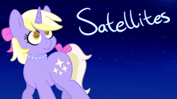 Size: 1920x1080 | Tagged: safe, artist:flaminbunny, dinky hooves, pony, unicorn, g4, animated, bow, colored pupils, cover art, female, filly, hair bow, jewelry, looking up, metajoker, necklace, no sound, solo, tail bow, webm