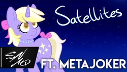 Size: 1280x720 | Tagged: dead source, safe, alternate version, artist:flaminbunny, dinky hooves, pony, unicorn, g4, bow, colored pupils, cover art, female, filly, hair bow, jewelry, looking up, metajoker, necklace, solo, tail bow