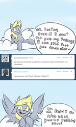 Size: 780x1307 | Tagged: safe, artist:cider, derpy hooves, pony, lovestruck derpy, g4, ask, cloud, female, prone, solo, tumblr, yandere, yanderpe