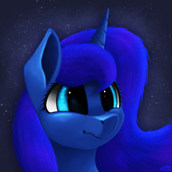 Size: 3000x3000 | Tagged: safe, artist:simonk0, princess luna, alicorn, pony, g4, cute, female, high res, lunabetes, mare, smiling, solo, stars