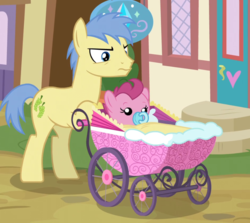 Size: 828x740 | Tagged: safe, screencap, cranberry pit, goldengrape, sir colton vines iii, earth pony, pony, g4, growing up is hard to do, baby, baby pony, background pony, bipedal, bipedal leaning, cropped, female, filly, foal, leaning, male, pacifier, stallion