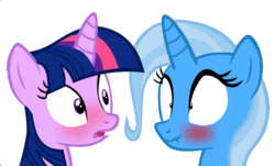 Size: 952x576 | Tagged: safe, artist:navitaserussirus, edit, trixie, twilight sparkle, pony, g4, female, lesbian, ship:twixie, shipping, vector