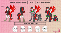 Size: 6014x3266 | Tagged: safe, artist:raspberrystudios, oc, oc only, oc:lightning dragonscale, anthro, unguligrade anthro, commission, helmet, reference sheet, spacesuit
