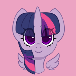 Size: 900x900 | Tagged: safe, artist:spoopygander, twilight sparkle, alicorn, pony, g4, cute, eye clipping through hair, female, horn, looking at you, multicolored hair, smiling, solo, twilight sparkle (alicorn), wings