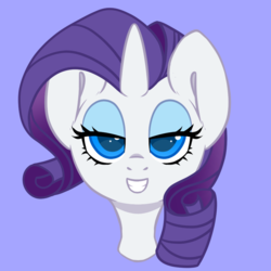 Size: 900x900 | Tagged: safe, artist:spoopygander, rarity, pony, unicorn, g4, female, grin, horn, mare, smiling, solo, sultry