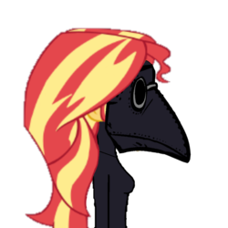 Size: 768x768 | Tagged: safe, sunset shimmer, equestria girls, g4, female, mask, plague doctor, plague doctor mask, simple background, solo, transparent background