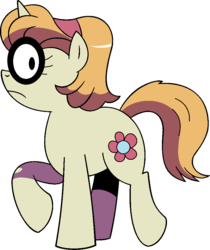 Size: 830x989 | Tagged: safe, artist:vgc2001, idw, pony, unicorn, g4, spoiler:comic, background pony, female, filly, flower, glasses, little witch academia, lotte jansson, ponified, unnamed character, unnamed pony