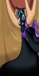Size: 425x820 | Tagged: safe, artist:irisarco, edit, oc, oc only, oc:nyx, alicorn, pony, book, clothes, cute, female, filly, glasses, golden oaks library, headband, neck hold, offscreen character, pov, smiling, solo, unknown editor, vest
