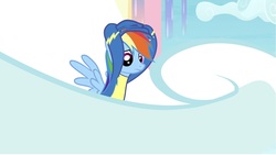 Size: 1290x727 | Tagged: safe, screencap, rainbow dash, pony, g4, growing up is hard to do, cloud, mask, wonderbolts