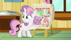 Size: 1920x1080 | Tagged: safe, screencap, sweetie belle, pony, g4, growing up is hard to do, chart, clubhouse, crusaders clubhouse, pie chart