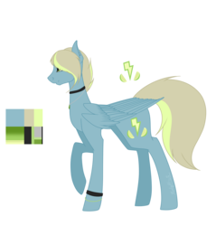 Size: 6200x6496 | Tagged: safe, artist:moonlight0shadow0, oc, oc only, oc:lemon zap, earth pony, pony, icey-verse, absurd resolution, bracelet, choker, ear piercing, earring, female, jewelry, magical lesbian spawn, mare, necklace, offspring, parent:lightning dust, parent:limestone pie, parents:limedust, piercing, raised hoof, redesign, reference sheet, simple background, solo, transparent background, wristband