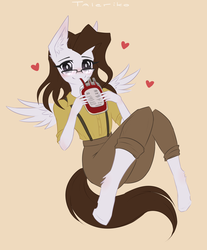 Size: 2651x3203 | Tagged: safe, artist:taleriko, oc, oc only, oc:lane dark, pegasus, anthro, rcf community, blood, clothes, drinking blood, glasses, heart, high res, solo