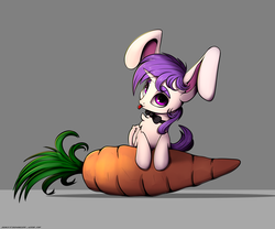 Size: 3000x2500 | Tagged: safe, artist:skitsroom, oc, oc only, oc:lapush buns, bunnycorn, pony, carrot, food, high res, looking at you, male, simple background, solo, stallion, tongue out