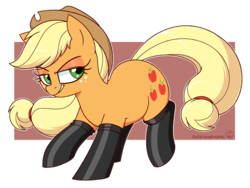 Size: 2400x1800 | Tagged: safe, artist:notenoughapples, applejack, earth pony, pony, g4, somepony to watch over me, boots, clothes, female, fireproof boots, grin, mare, shoes, smiling, solo, transparent background