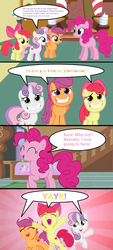 Size: 900x2000 | Tagged: safe, artist:deratrox, artist:elibrony, artist:hendro107, artist:phucknuckl, apple bloom, pinkie pie, scootaloo, sweetie belle, earth pony, pony, g4, growing up is hard to do, alternate scenario, comic, cutie mark crusaders