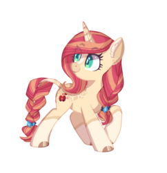 Size: 1410x1456 | Tagged: safe, artist:corporalvortex, artist:melodysweetheart, oc, oc only, oc:ruby apple, pony, unicorn, base used, blaze (coat marking), braid, braided tail, coat markings, eye clipping through hair, eyebrows, eyebrows visible through hair, facial markings, female, leonine tail, magical lesbian spawn, mare, offspring, parent:applejack, parent:rarity, parents:rarijack, simple background, socks (coat markings), solo, transparent background, two toned mane