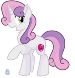 Size: 1211x1254 | Tagged: safe, artist:rainbow eevee, sweetie belle, pony, unicorn, g4, growing up is hard to do, cute, cutie mark, female, older, older sweetie belle, raised hoof, simple background, smiling, solo, transparent background, vector