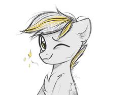 Size: 1032x774 | Tagged: safe, artist:radioaxi, oc, oc only, earth pony, pony, bust, cute, one eye closed, portrait, simple background, sketch, solo, sparkles, stars