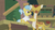 Size: 1600x900 | Tagged: safe, screencap, clementine, doctor fauna, earth pony, giraffe, pony, g4, my little pony: friendship is magic, she talks to angel, clothes, duo, eyes closed, female, mare, massage, platform, shirt, smiling, sweet feather sanctuary, veterinarian