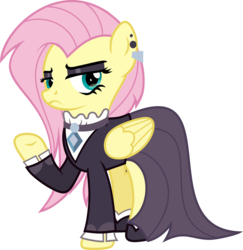 Size: 4999x5134 | Tagged: safe, artist:n0kkun, fluttershy, pegasus, pony, g4, clothes, female, fluttergoth, looking at you, mare, raised hoof, simple background, solo, transparent background