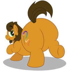 Size: 869x920 | Tagged: safe, artist:aleximusprime, oc, oc:alex the chubby pony, earth pony, pony, butt, chubby, cute, dat ass, dummy thicc, fat, flank, large butt, male, perspective, plot, plump, sneaking, surprised, the ass was fat, thick