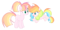 Size: 1269x630 | Tagged: dead source, safe, artist:rainbows-skies, earth pony, pony, unicorn, base used, magical lesbian spawn, offspring, parent:applejack, parent:big macintosh, parent:rainbow dash, parent:twilight sparkle, parents:rainbowmac, parents:twijack, rainbow hair, simple background, transparent background