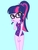 Size: 1536x2048 | Tagged: safe, artist:draymanor57, sci-twi, twilight sparkle, equestria girls, g4, blue background, clothes, cute, female, glasses, one-piece swimsuit, ponytail, simple background, solo, swimsuit, swimsuit edit, twiabetes