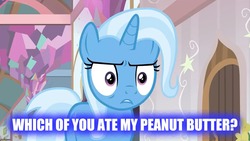 Size: 1366x768 | Tagged: safe, trixie, g4, food, peanut butter