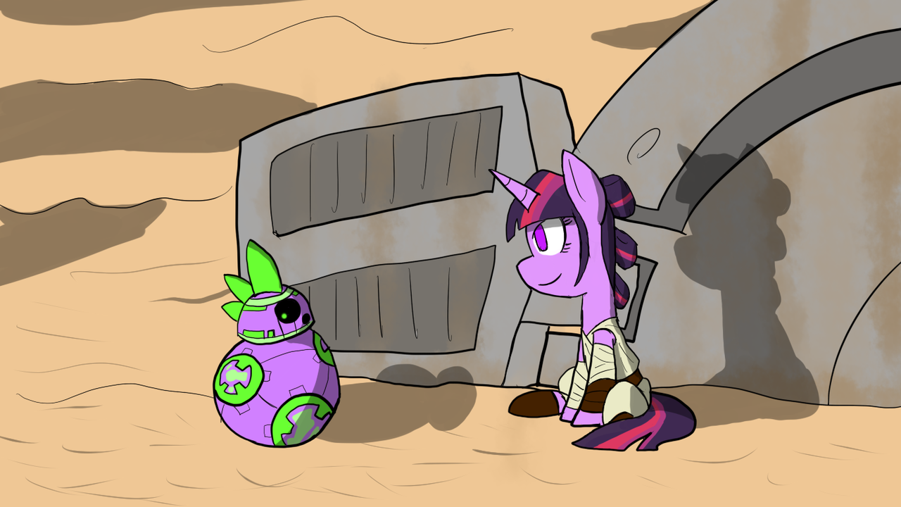 #2135383 - safe, artist:dark-kisame, spike, twilight sparkle, bb-8 ...