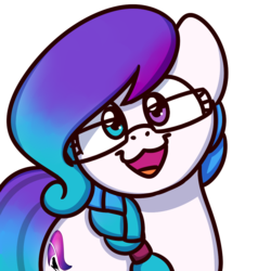 Size: 1000x1000 | Tagged: safe, artist:sugar morning, oc, oc only, oc:aurora starling, pony, braid, commission, cute, female, glasses, heterochromia, looking at you, mare, open mouth, simple background, smiling, solo, sugar morning's smiling ponies, transparent background, ych result