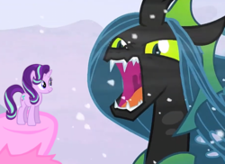 Size: 1100x800 | Tagged: safe, artist:thebosscamacho, edit, editor:php185, screencap, queen chrysalis, starlight glimmer, oc, oc:fluffle puff, g4, the ending of the end, toy, ultimate chrysalis, vector