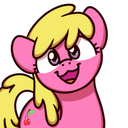 Size: 1000x1000 | Tagged: safe, artist:sugar morning, cherry berry, earth pony, pony, g4, female, open mouth, simple background, solo, sugar morning's smiling ponies, transparent background