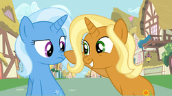 Size: 8000x4495 | Tagged: safe, artist:themexicanpunisher, sunflower spectacle, trixie, pony, g4, boop, female, like mother like daughter, like parent like child, mother and daughter
