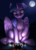 Size: 1900x2612 | Tagged: safe, artist:lightly-san, twilight sparkle, alicorn, human, pony, g4, car, chest fluff, crown victoria, curious, dark, female, fluffy, ford, frog (hoof), full moon, giant pony, giantess, light, macro, mare, mega twilight sparkle, moon, night, night sky, one ear down, outdoors, people, police, police car, police officer, raised hoof, road, sitting, size difference, sky, stars, story in the comments, twilight sparkle (alicorn), underhoof