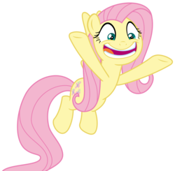 Size: 3275x3209 | Tagged: safe, artist:sketchmcreations, angel bunny, fluttershy, pegasus, pony, g4, she talks to angel, body swap, female, flying, high res, mare, open mouth, raised hoof, simple background, solo, transparent background, vector