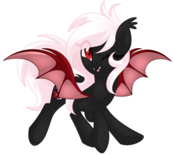 Size: 1280x1139 | Tagged: safe, artist:crystal-tranquility, oc, oc only, oc:crescent bloom, bat pony, pony, female, mare, one eye closed, simple background, solo, transparent background, wink